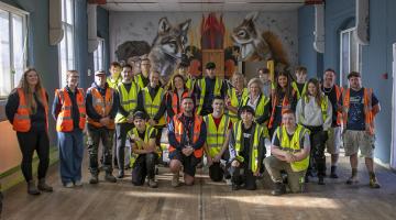 Volunteer It Yourself - Group photo inside with Penny Taylor and Cllr Rowan Cozens