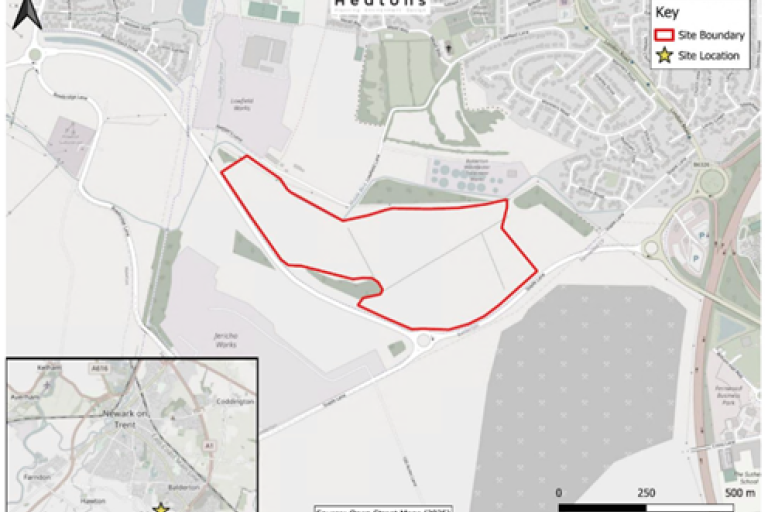 A map displaying the proposed development of Middlebeck